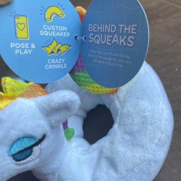 Bark Dog Chew Toy Tina Tubular Unicorn Pool Crinkle Squeaky barkbox New Gift - Picture 6 of 7